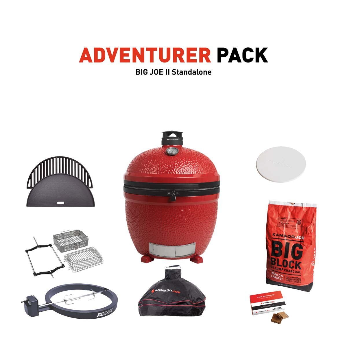 Kamado Joe Big Joe II Stand Alone Charcoal Grill With Adventurer Pack